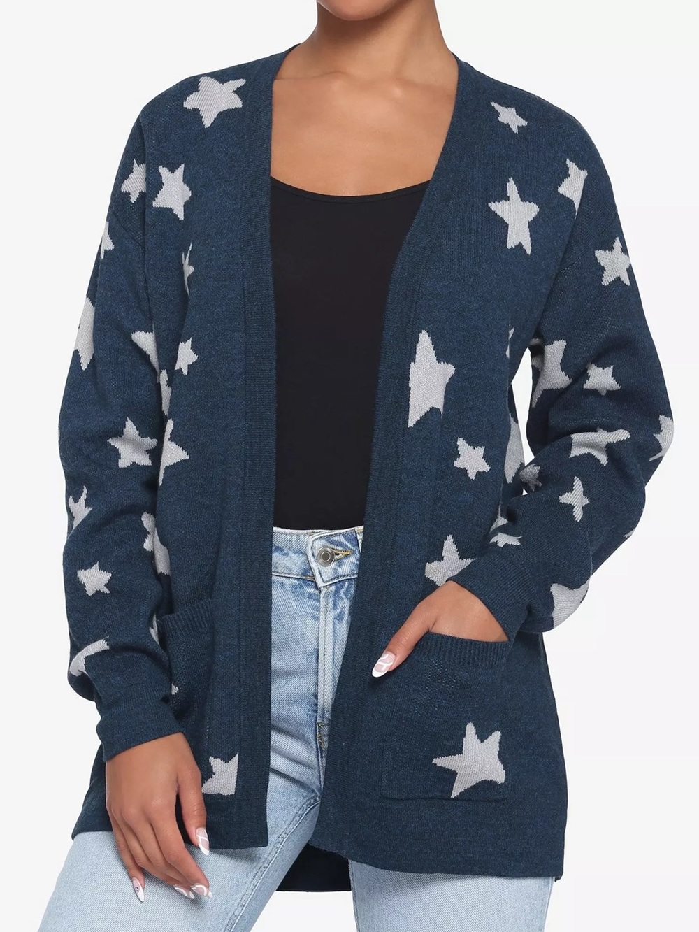 Coraline Blue & Silver Stars Girls Cardigan Size Small